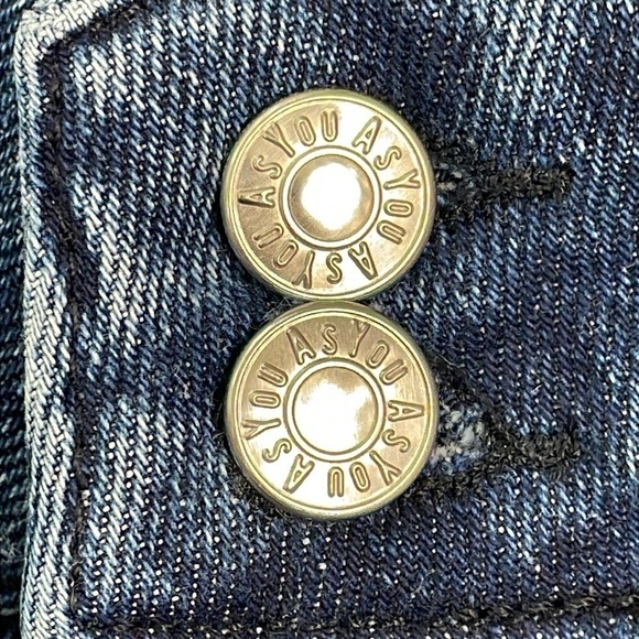 As You Rigid Denim High Rise Straight Leg Mom Jeans Crystal Star Cut Out Sz 28 - Picture 9 of 11